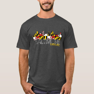 Flaggen-Skyline-Dunkelheitst-shirt Baltimores T-Shirt