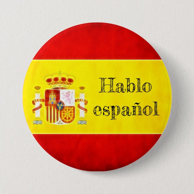 Flaggen Spanien "Hablo español" Button (Vorderseite)
