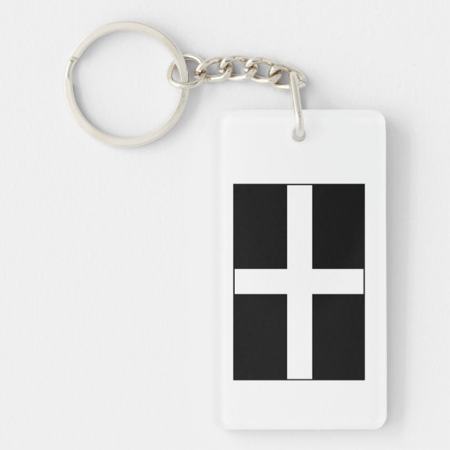 Flaggen-St. Pirans Cornwalls kornisches Schlüsselanhänger (Vorderseite)