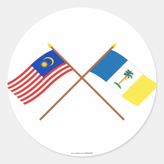 Flaggen über Malaysia und Penang Runder Aufkleber (Vorderseite)
