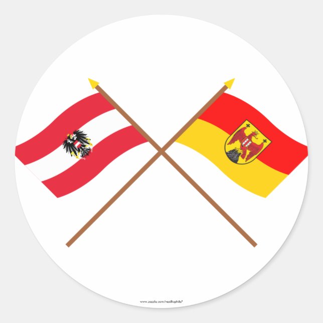 Flaggen über Österreich und Burgenland Runder Aufkleber (Vorderseite)