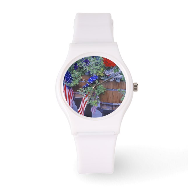 Flaggen und Blume von Philipsburg Montana Armbanduhr (Vorderseite)