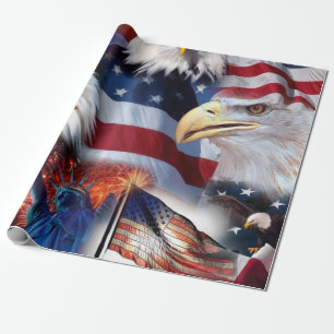 Flaggen und Eagles Geschenkpapier
