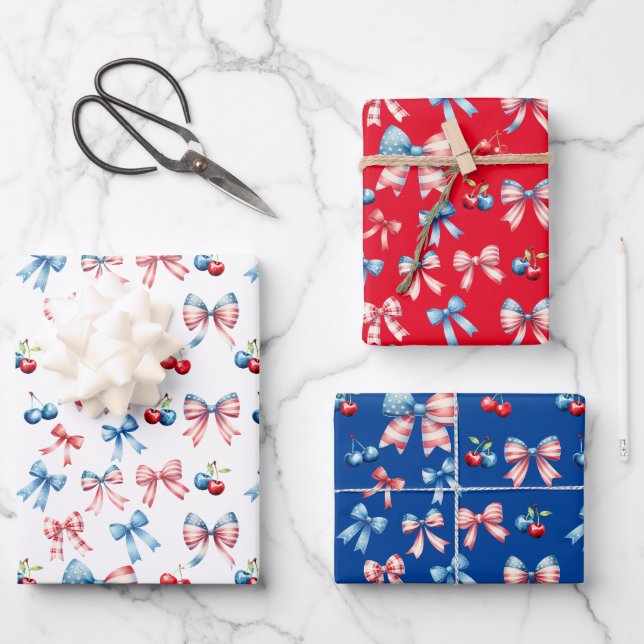 Flaggen und Kirschen Geschenkpapier Set (Vorderseite)