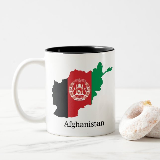 Flaggen und Länder Afghanistan Zweifarbige Tasse (Mit Donut)