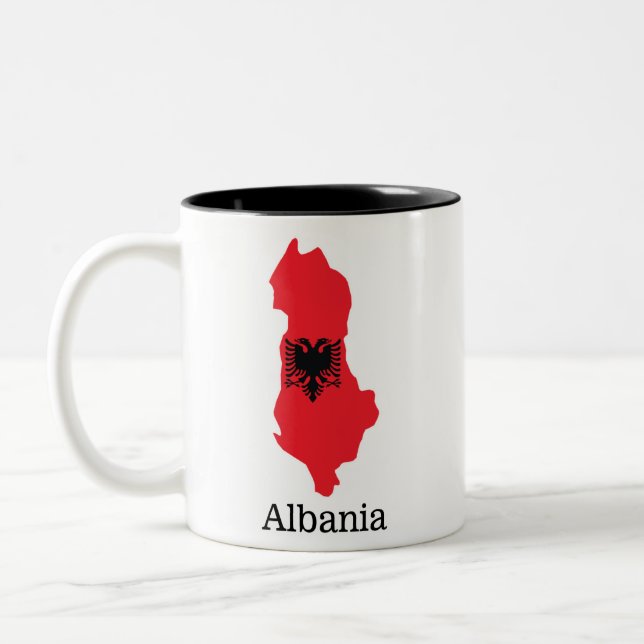 Flaggen und Länder Albanien Zweifarbige Tasse (Links)