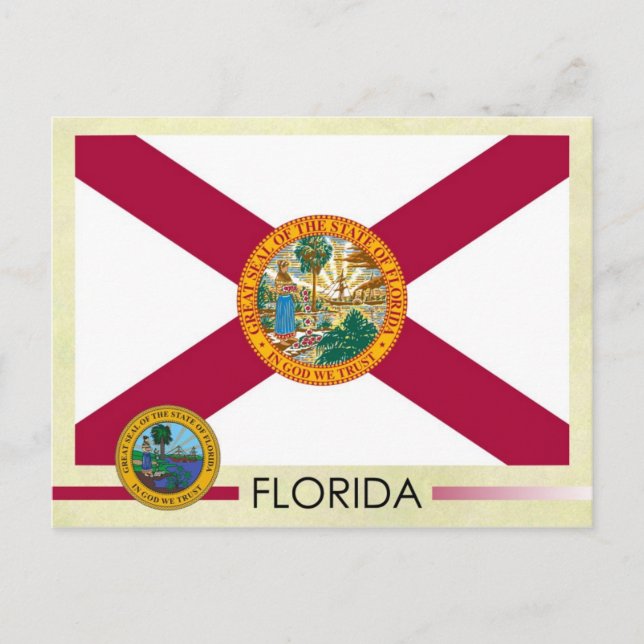 Flaggen und Siegel des Staates Florida Postkarte (Vorderseite)