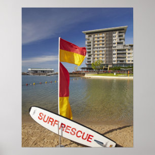 Flaggen und Surfbrett Poster