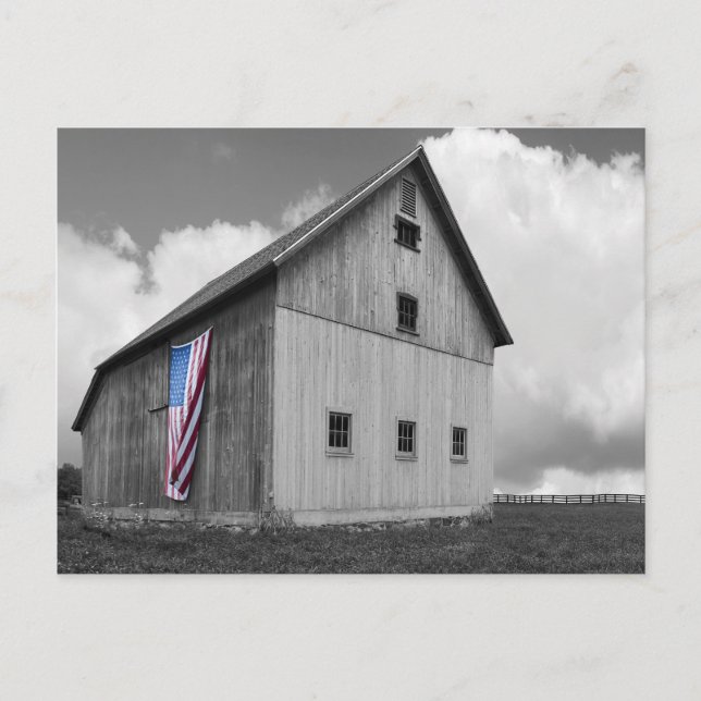 Flaggen unserer Bauern - Stall mit amerikanischer  Postkarte (Vorderseite)