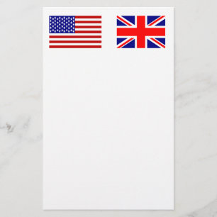 Flaggen von Großbritannien und den USA Seite an Se Briefpapier