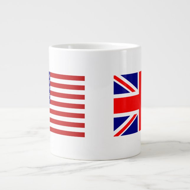 Flaggen von Großbritannien und den USA Side Jumbo-Tasse (Vorderseite)