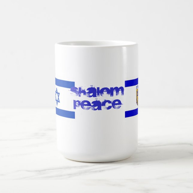 Flaggen von Israel und von Jerusalem Kaffeetasse (Mittel)