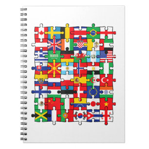 Flaggen von Ländern der internationalen Flagge Notizblock