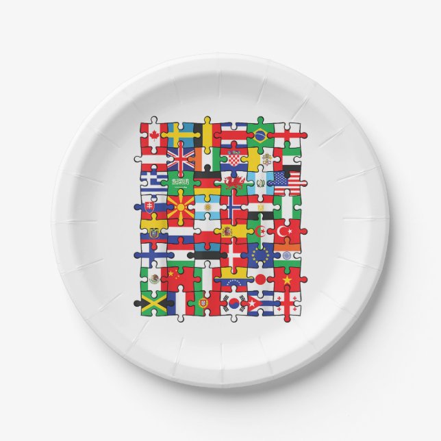 Flaggen von Ländern der internationalen Flagge Pappteller (Vorderseite)