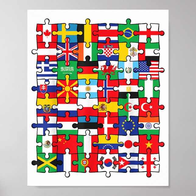 Flaggen von Ländern der internationalen Flagge Poster (Vorne)