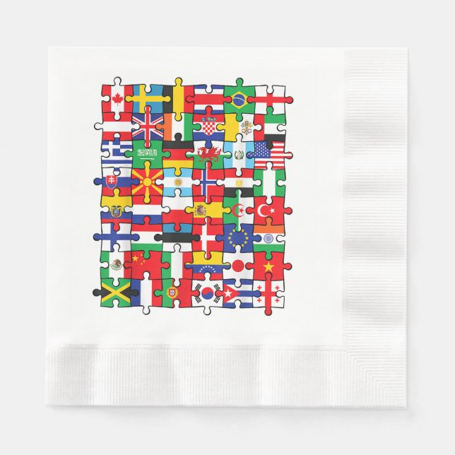 Flaggen von Ländern der internationalen Flagge Serviette (Vorderseite)