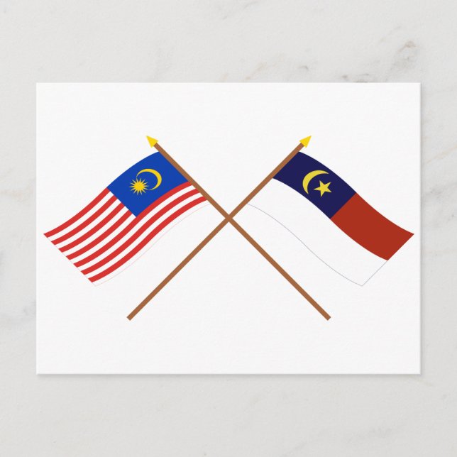 Flaggen von Malaysia und Malacca (Melaka) Postkarte (Vorderseite)