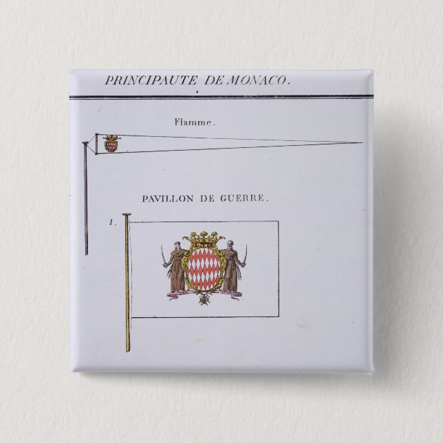 Flaggen von Monaco, von einem französischen Buch Button (Vorderseite)
