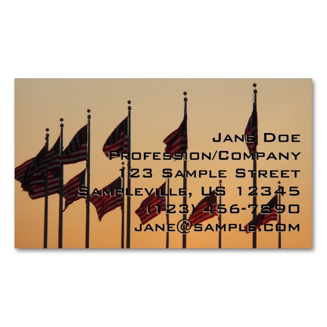 Flaggen von Sunset American Patriotic USA Magnetische Visitenkarte (Vorderseite)