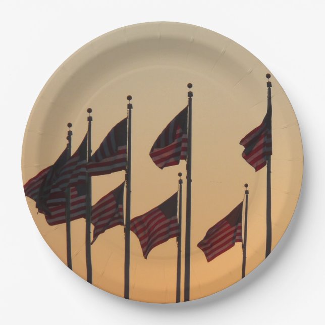 Flaggen von Sunset American Patriotic USA Pappteller (Vorderseite)