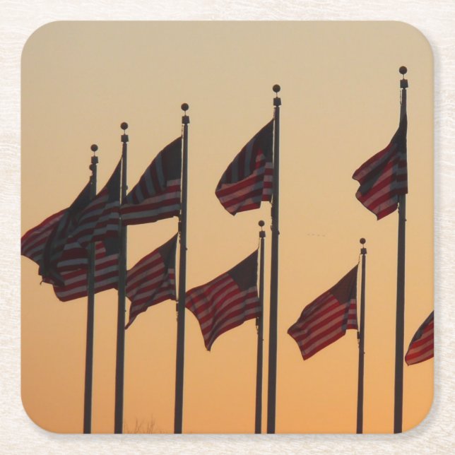 Flaggen von Sunset American Patriotic USA Rechteckiger Pappuntersetzer (Vorderseite)