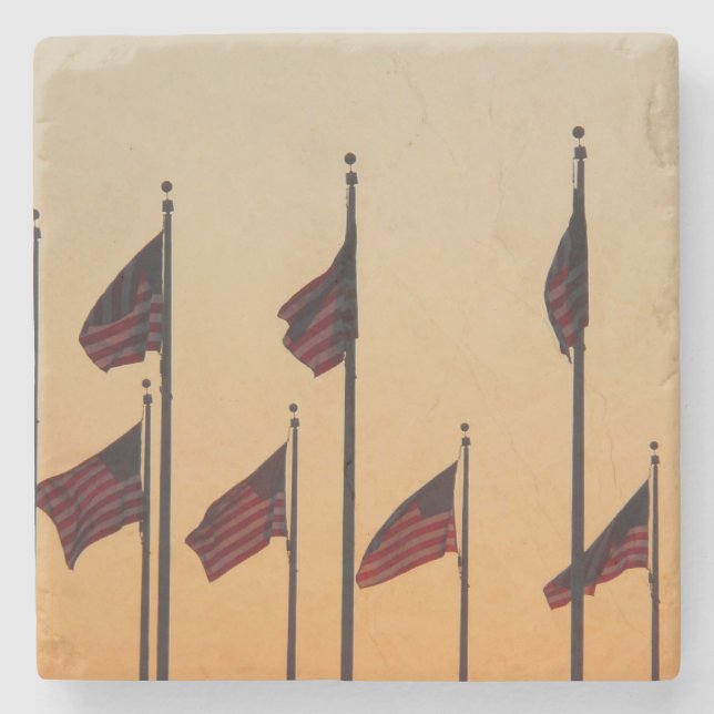 Flaggen von Sunset American Patriotic USA Steinuntersetzer (Vorderseite)