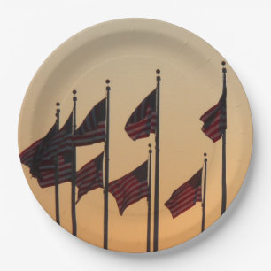 Flaggen von Sunset I American Patriotic USA Pappteller