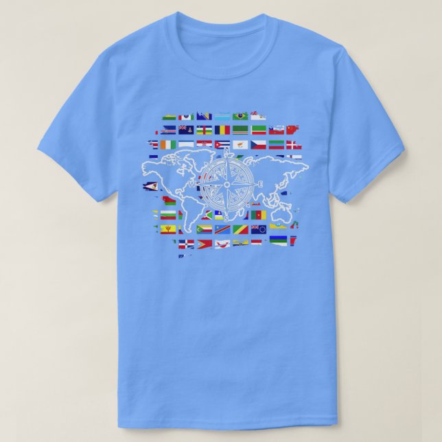 Flaggen Weltkarte für den Kompass T-Shirt (Design vorne)