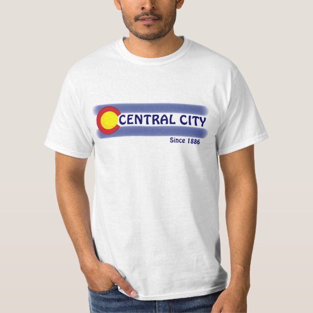 Flaggen-Wertt-stück zentrale Stadt-Colorados T-Shirt (Vorderseite)
