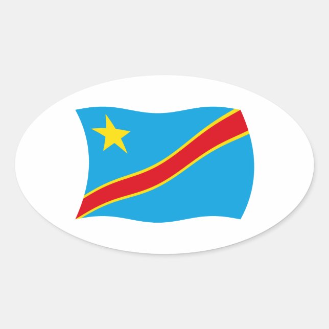 Flaggenaufkleber der Demokratischen Republik Kongo Ovaler Aufkleber (Vorderseite)