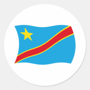 Flaggenaufkleber der Demokratischen Republik Kongo Runder Aufkleber