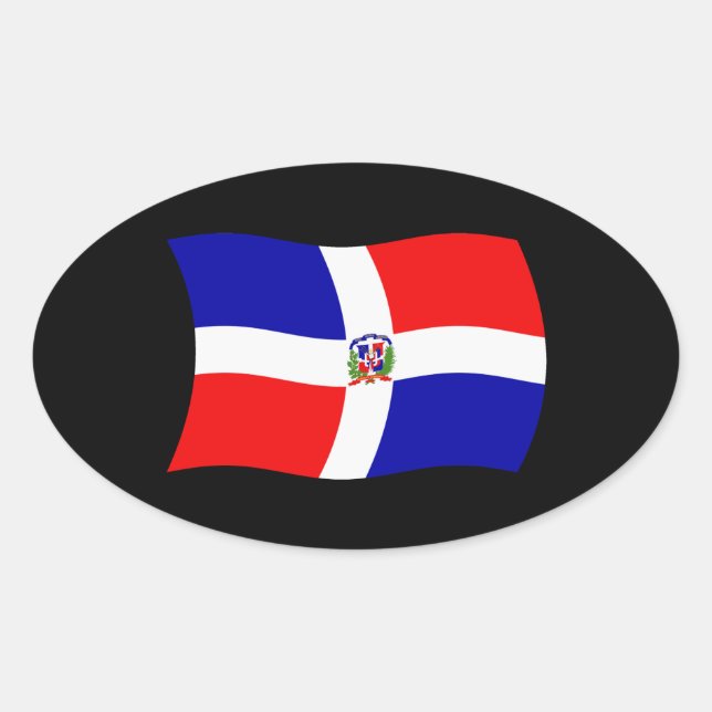 Flaggenaufkleber der Dominikanischen Republik Ovaler Aufkleber (Vorderseite)