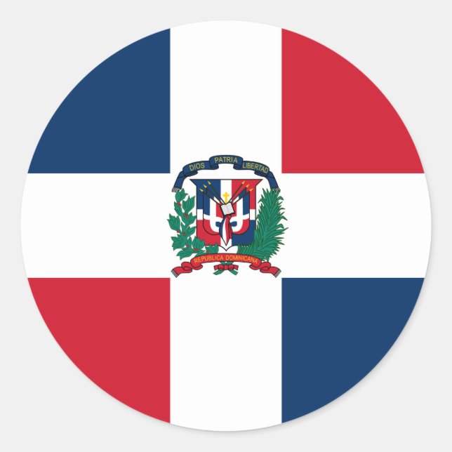 Flaggenaufkleber der Dominikanischen Republik Runder Aufkleber (Vorderseite)