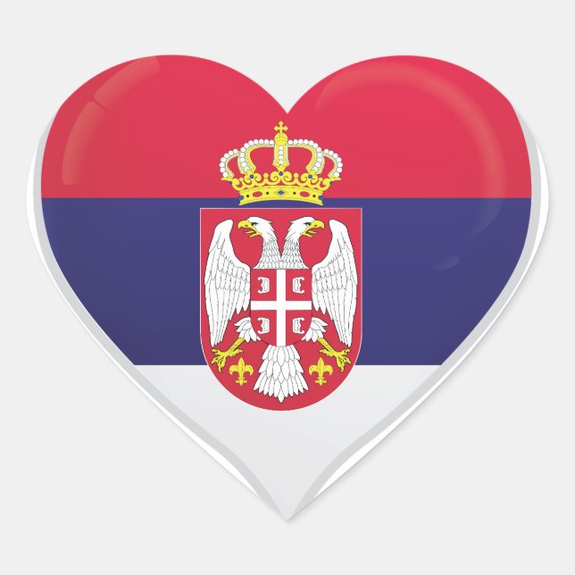 Flaggenaufkleber der serbischen Liebe Herz-Aufkleber (Vorderseite)