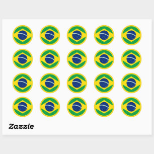 Flaggenaufkleber für Brasilien Runder Aufkleber