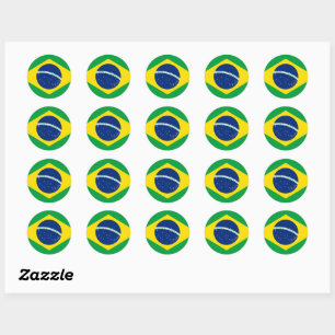 Flaggenaufkleber für Brasilien Runder Aufkleber