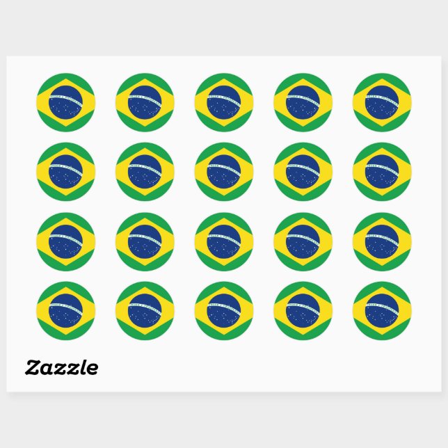 Flaggenaufkleber für Brasilien Runder Aufkleber (Blatt)