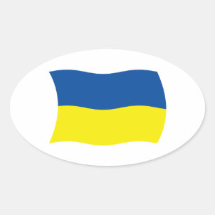 Flaggenaufkleber für die Ukraine Ovaler Aufkleber