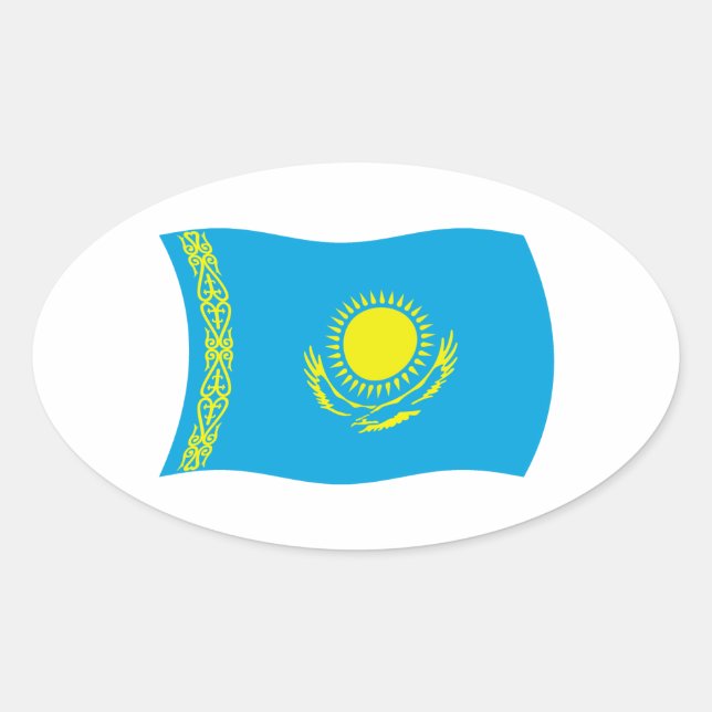 Flaggenaufkleber für Kasachstan Ovaler Aufkleber (Vorderseite)