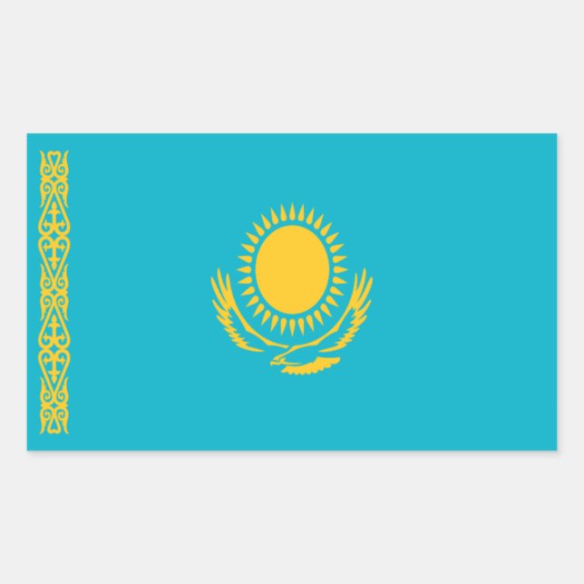 Flaggenaufkleber für Kasachstan Rechteckiger Aufkleber (Vorderseite)