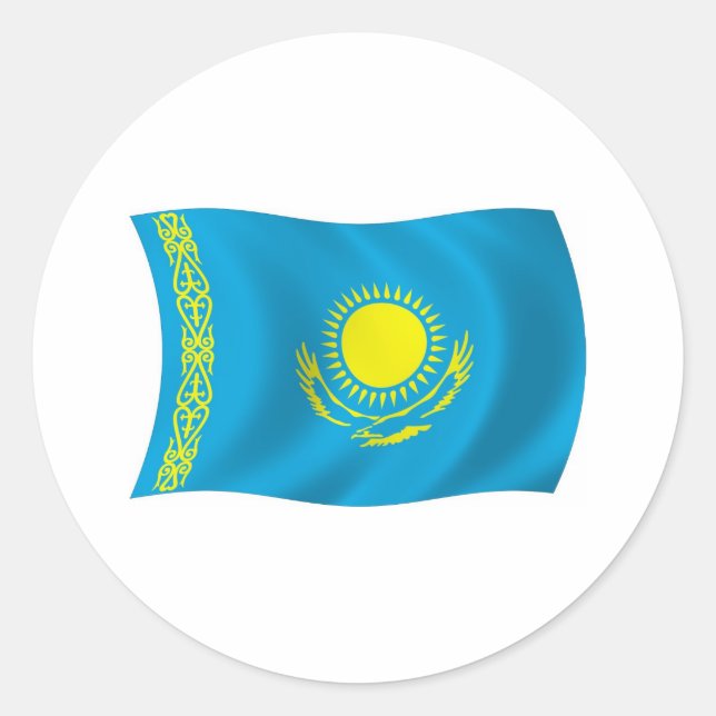 Flaggenaufkleber für Kasachstan Runder Aufkleber (Vorderseite)