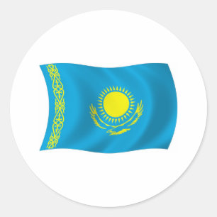 Flaggenaufkleber für Kasachstan Runder Aufkleber