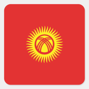 Flaggenaufkleber für Kirgisistan Quadratischer Aufkleber