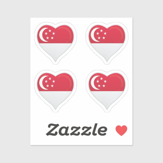 Flaggenaufkleber für Singapur-Liebe Aufkleber (Blatt)