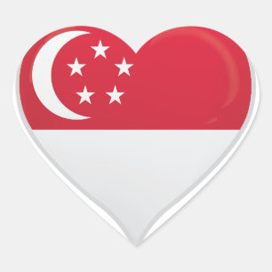 Flaggenaufkleber für Singapur-Liebe Herz-Aufkleber