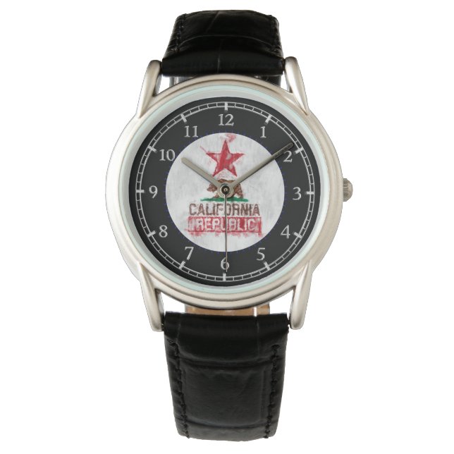 Flaggenbär der Republik Kalifornien im Farbstil Armbanduhr (Vorderseite)