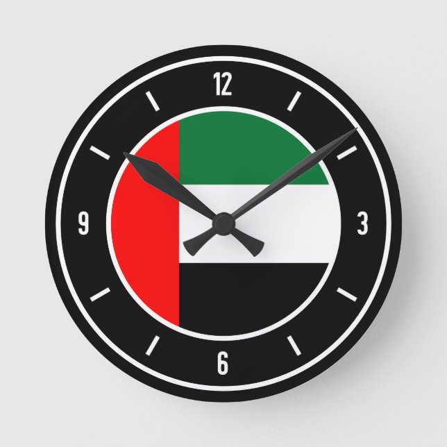 FlaggenElegant der Vereinigten Arabischen Emirate Runde Wanduhr (Vorderseite)