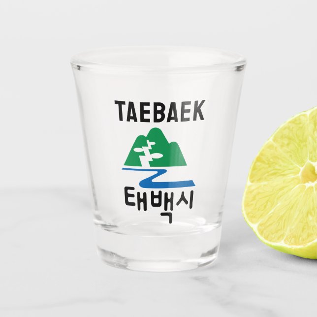 Flaggenemblem von Taebaek, Südkorea Schnapsglas (Vorderseite)