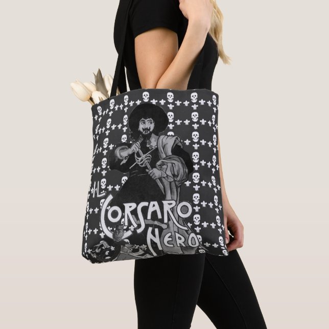 Flaggenflagge "BLACK CORSAIR" - Schädel und Lilie Tasche (Von Nahem)