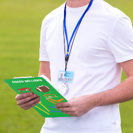 Flaggenfußballtrainer Personalisiert Klemmbrett